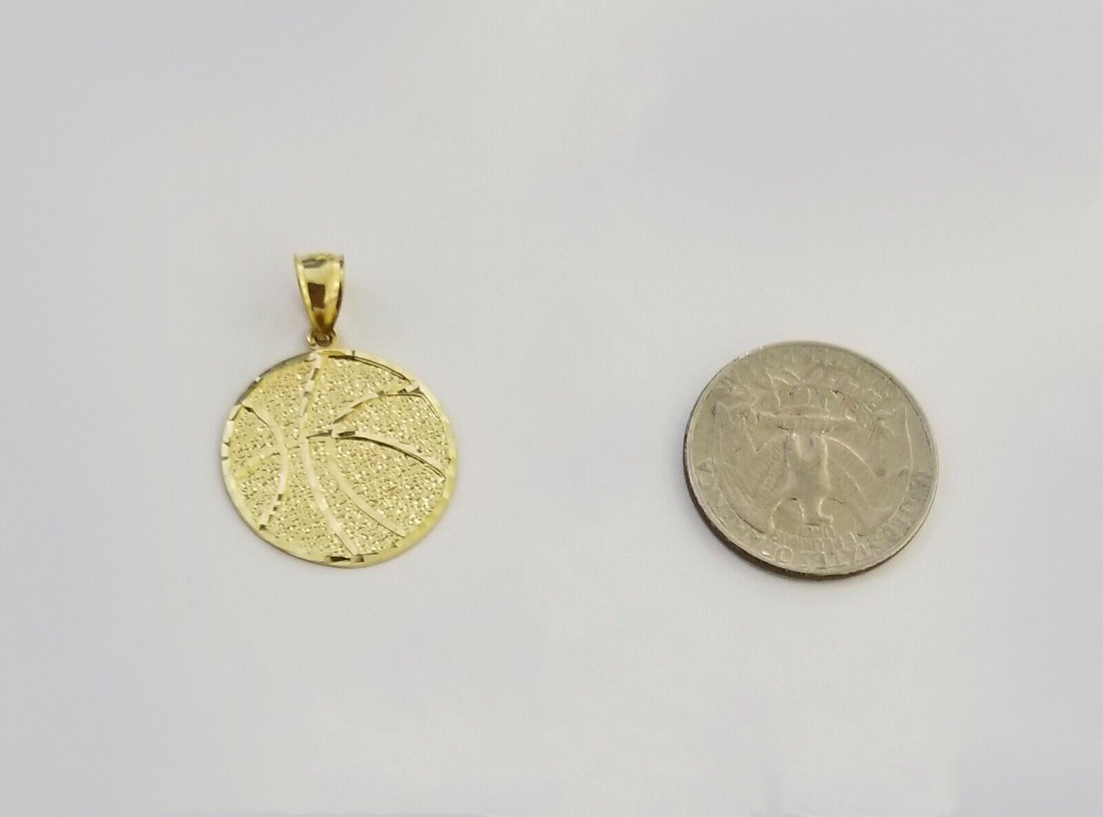 10k Yellow Gold Basketball Charm Pendant 1 Inch 10kt Real Gold