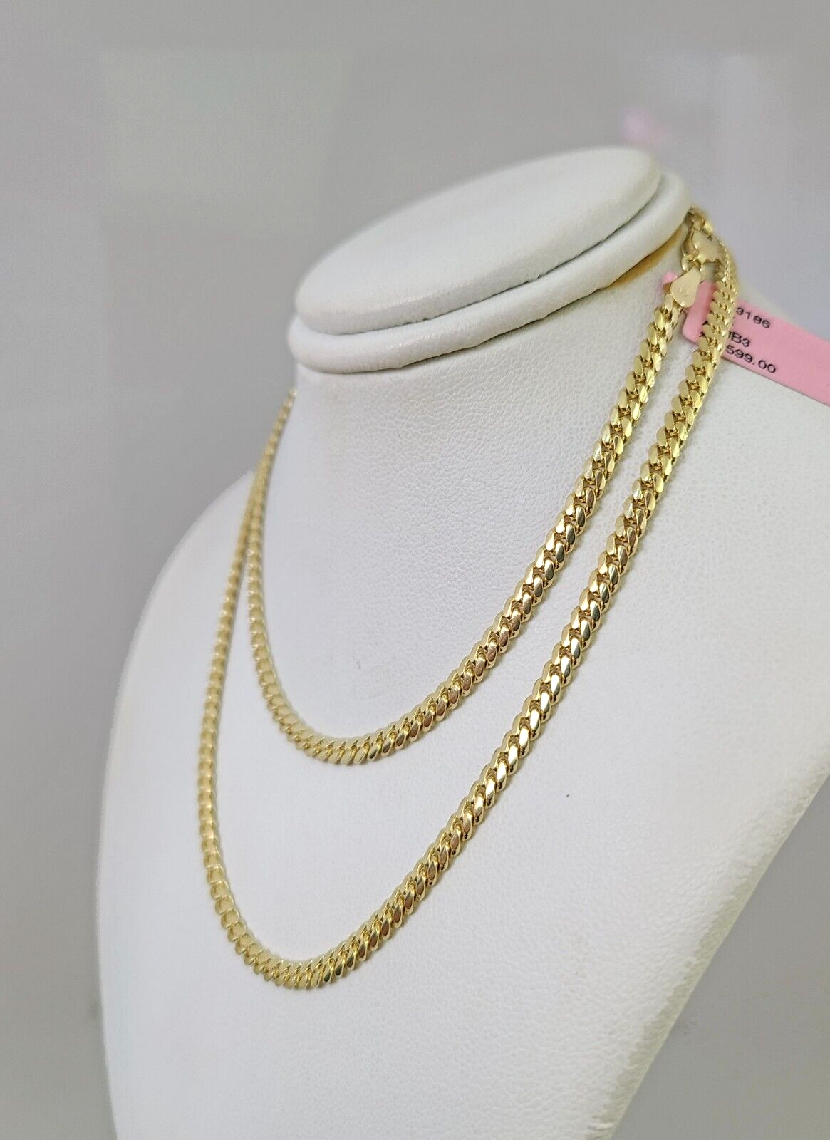 14k Gold Chain Solid Miami Cuban Link Necklace 22 Inch 3mm REAL 14kt Yellow Gold