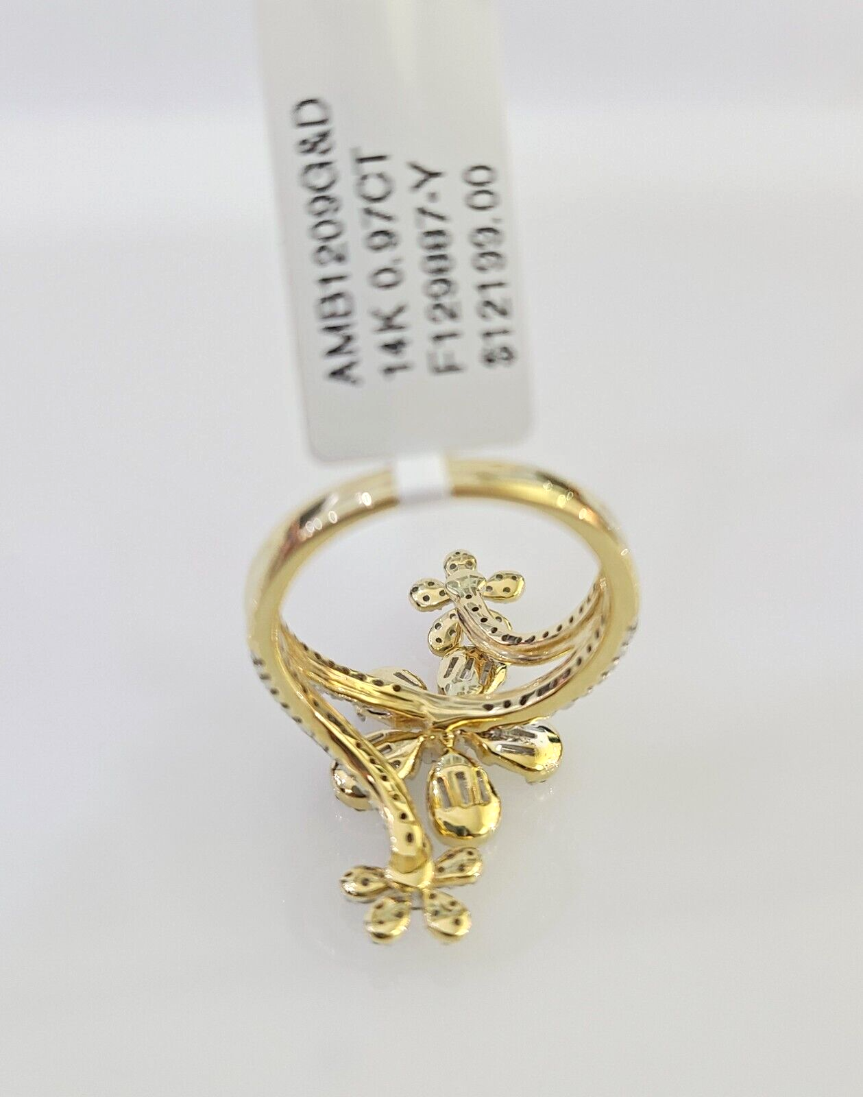 Real 10k Flowers Diamond Ladies Ring Women Casual 10Kt Yellow Gold All Sizes