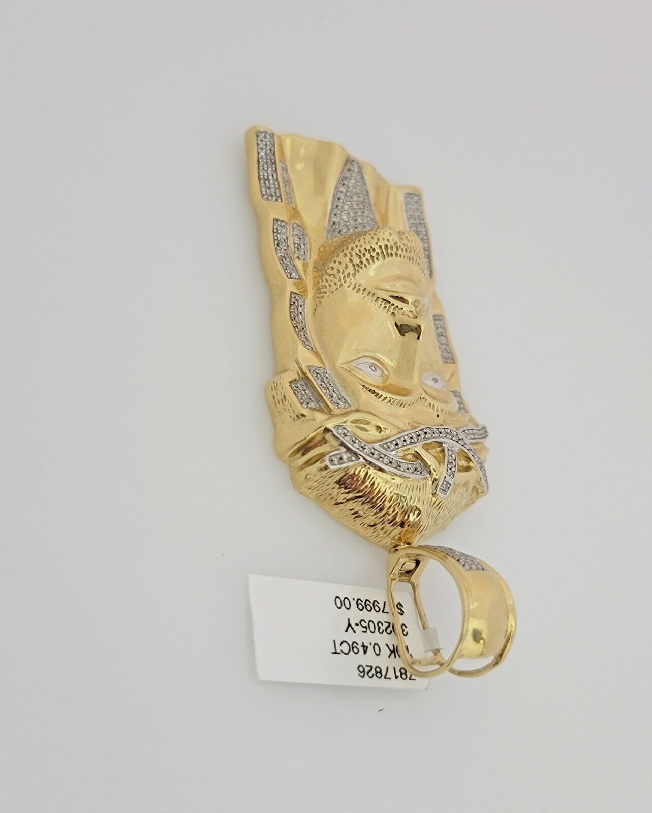 Real Diamond Charm Pendant Jesus Head 10k Yellow Gold Solid mens 1/2 CT Daimond