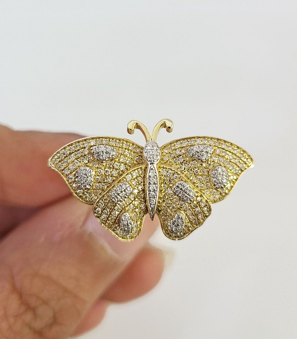 Real 10k Butterfly Diamond Ladies Ring Women Casual 10Kt Yellow Gold All Sizes