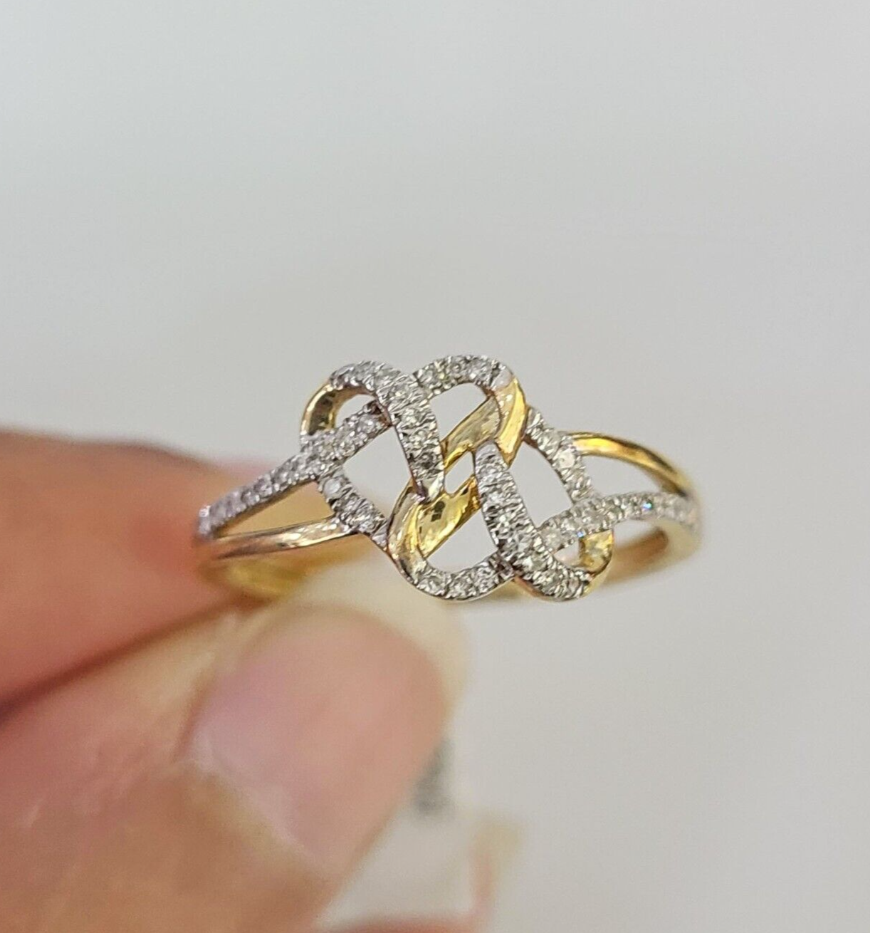 Real 10k Hearts Diamond Ladies Ring Women Casual 10Kt Yellow Gold All Sizes
