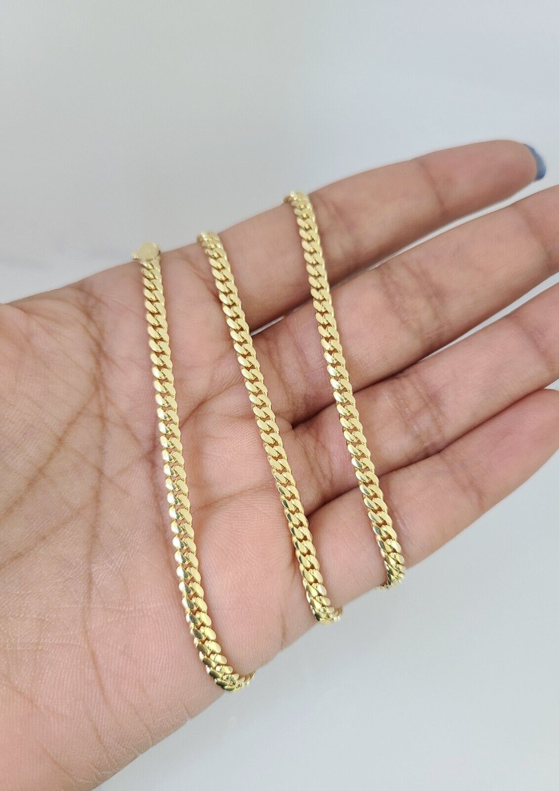 14k Gold Chain Solid Miami Cuban Link Necklace 22 Inch 3mm REAL 14kt Yellow Gold