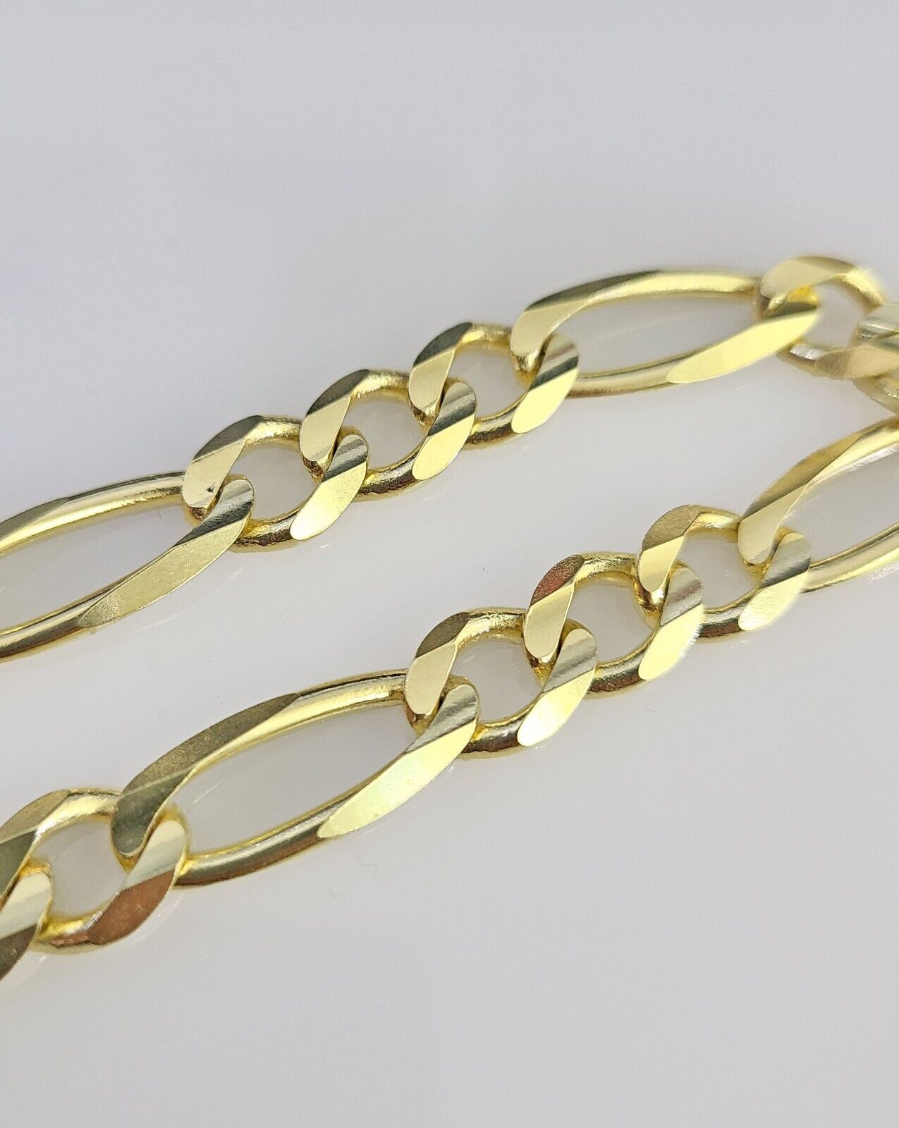 Real 14k Yellow Gold Figaro link Bracelet 8mm 8" Inch Mens Genuine