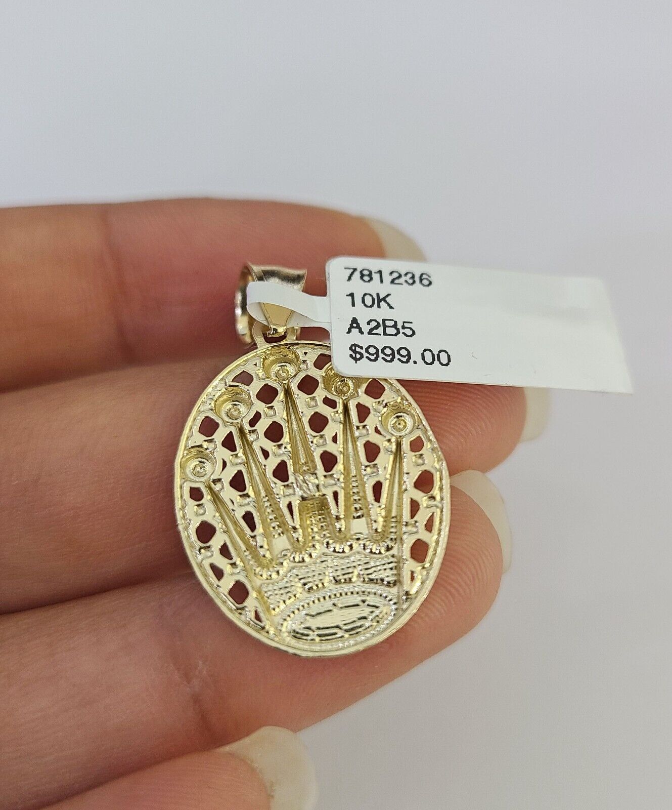 10k Solid Gold Cuban Curb Chain Crown Pendant 2mm 18"-24" SET Necklace