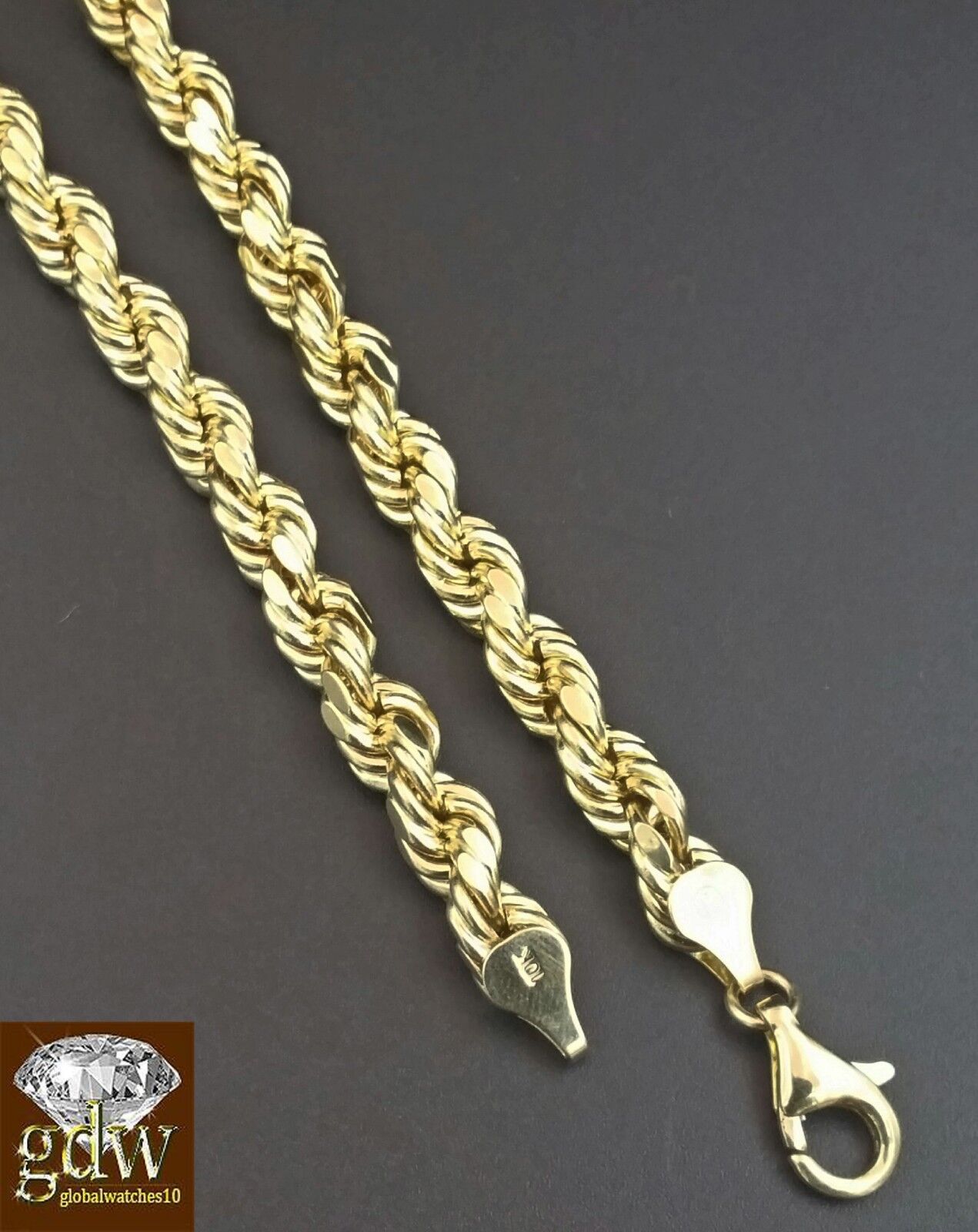 Real 10K Yellow Gold 28" Inch Rope Chain with Jesus Cross Charm Pendant Men