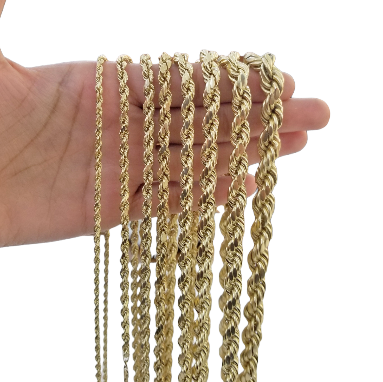 Real 10K Yellow Gold Rope Chain Necklace 26 Inch 3mm- 10mm Real 10k Men Women