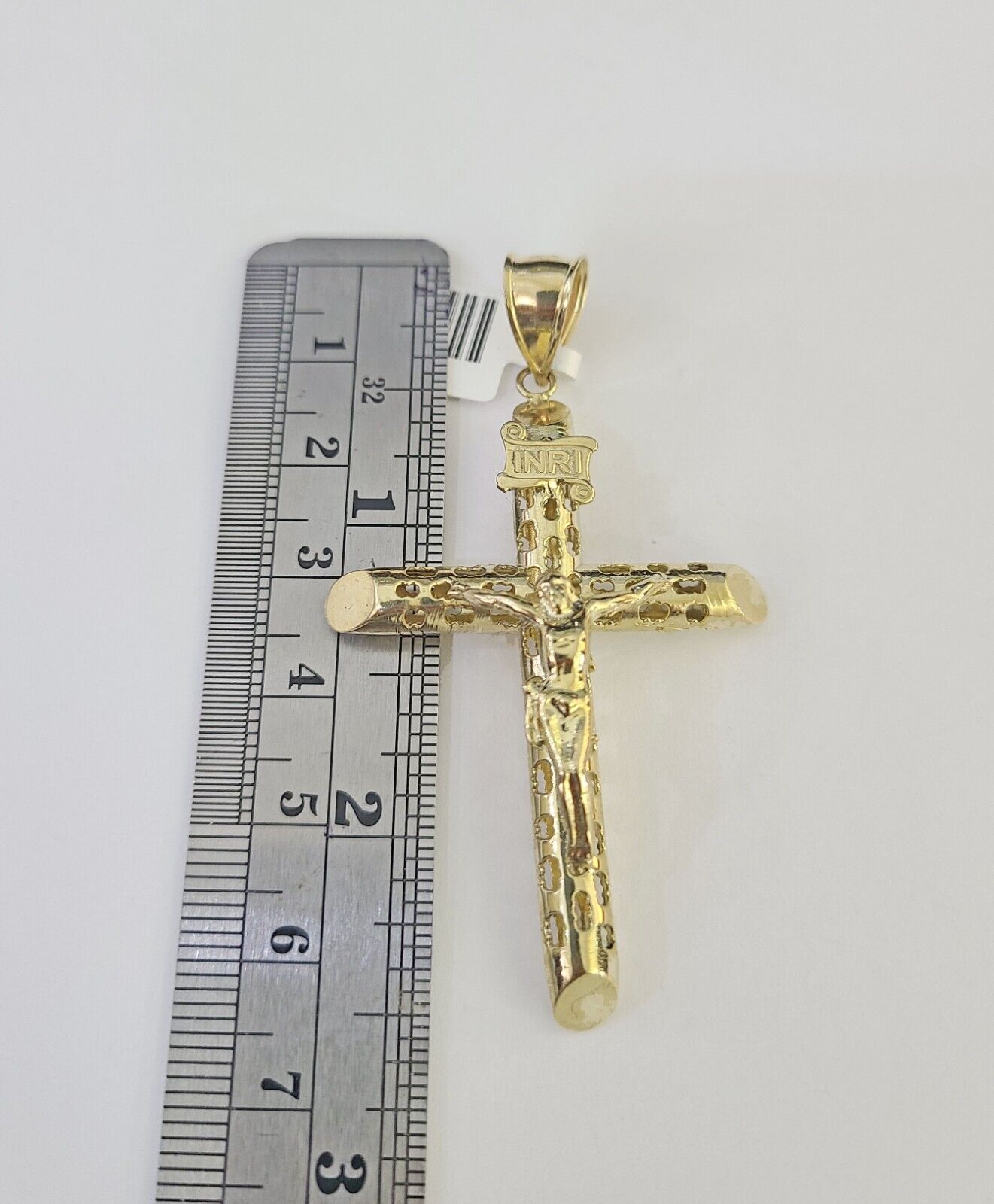 10k Solid Rope Chain INRI Jesus Cross Charm Set 4mm 20"-28" Necklace Gold Yellow