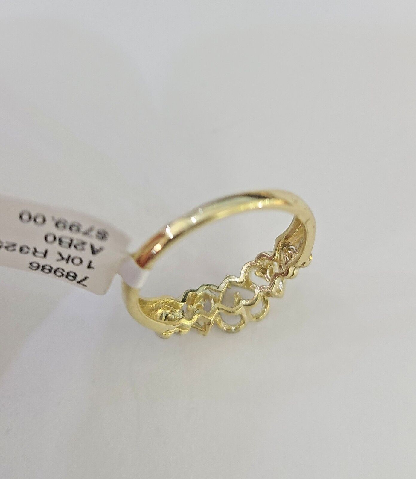Real 10k Yellow Gold Hearts Ring Wedding Engagement Casual 10Kt Genuine All Sizes