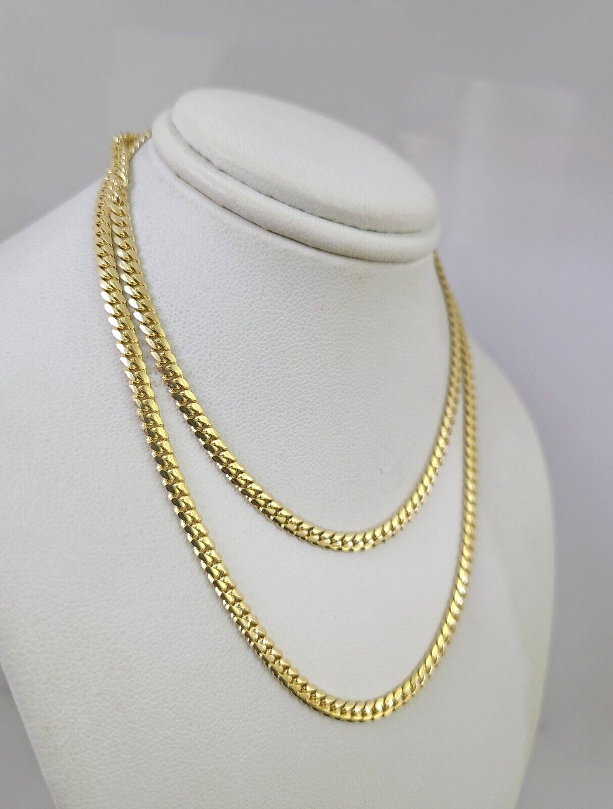 14k Gold Chain Solid Miami Cuban Link Necklace 22 Inch 3mm REAL 14kt Yellow Gold