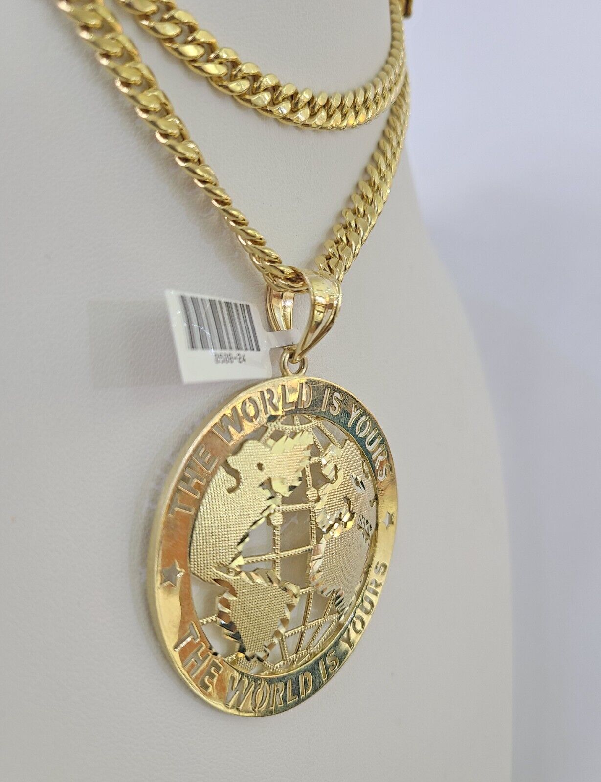 10K Miami Cuban Link Chain World is Yours Pendent Charm 6mm 20"-30" Necklace
