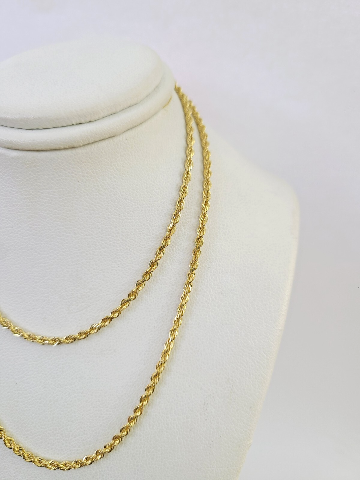 Real 18k Rope Chain Necklace 22 Inches 2mm Yellow Gold Men Women 18KT SOLID
