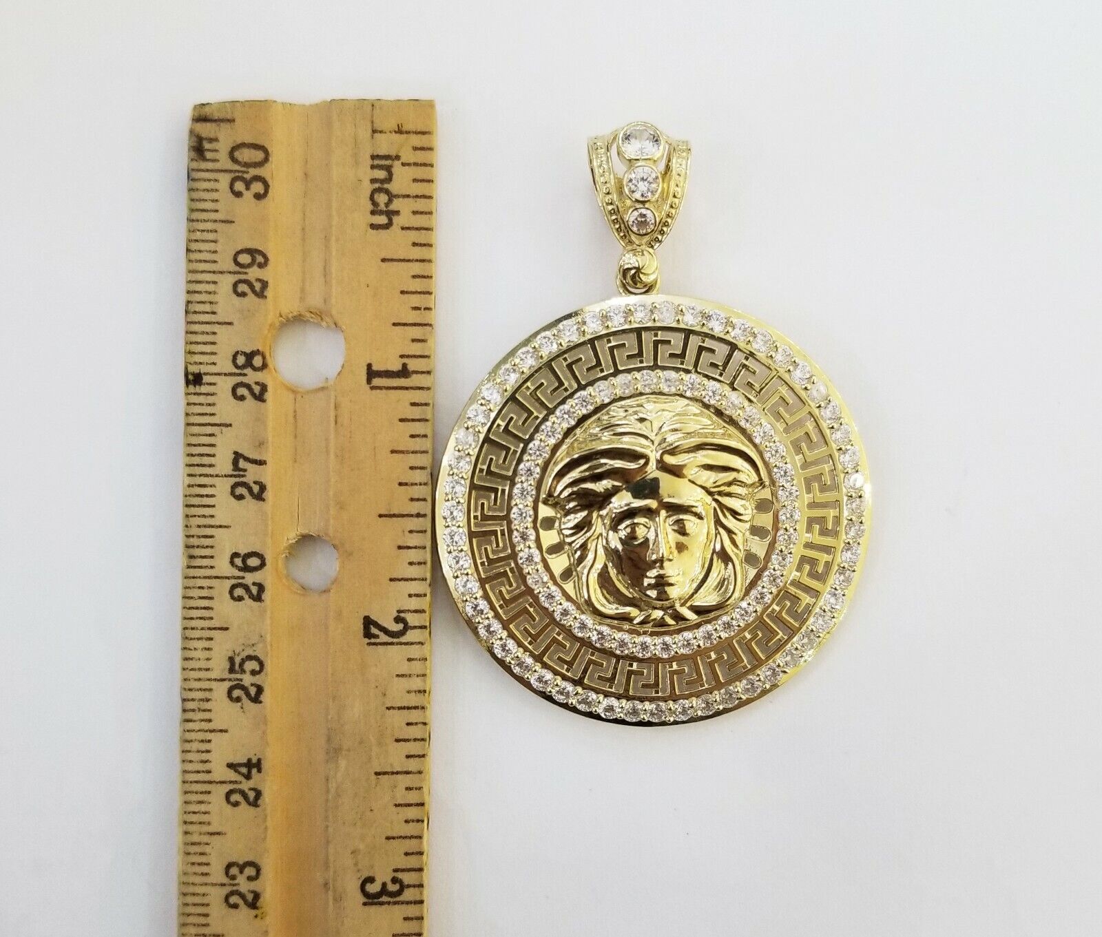 10k Yellow Gold Round Circle Charm Pendant 2 Inches 10kt gold