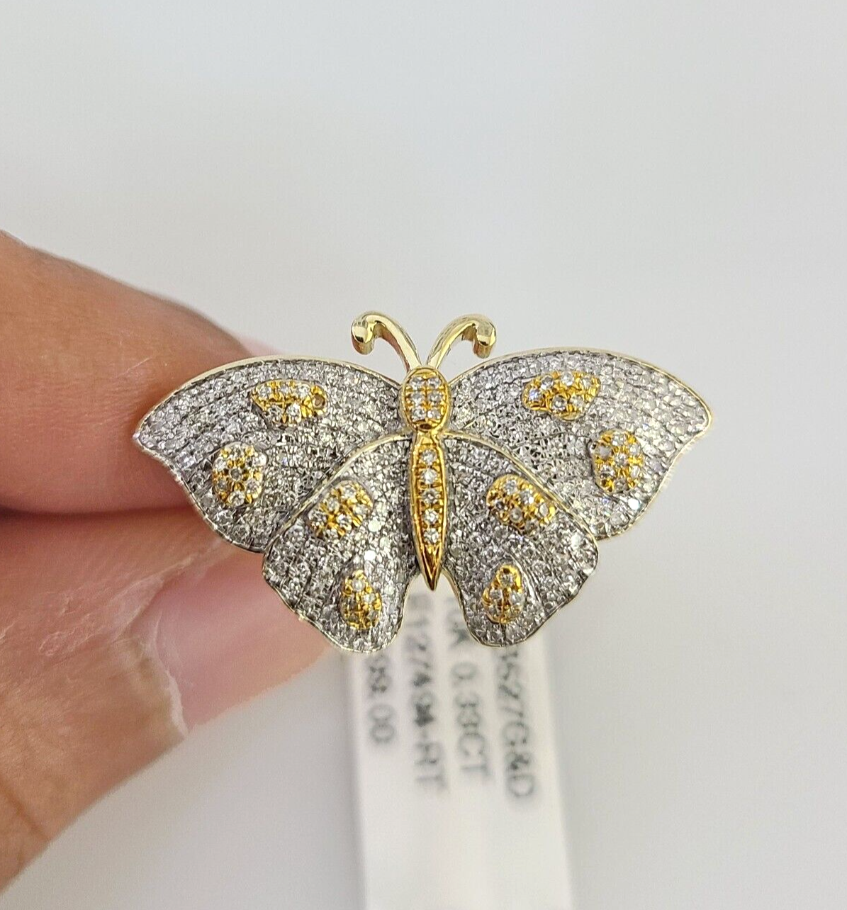 Real 10k Butterfly Diamond Ladies Ring Women Casual 10Kt Yellow Gold All Sizes