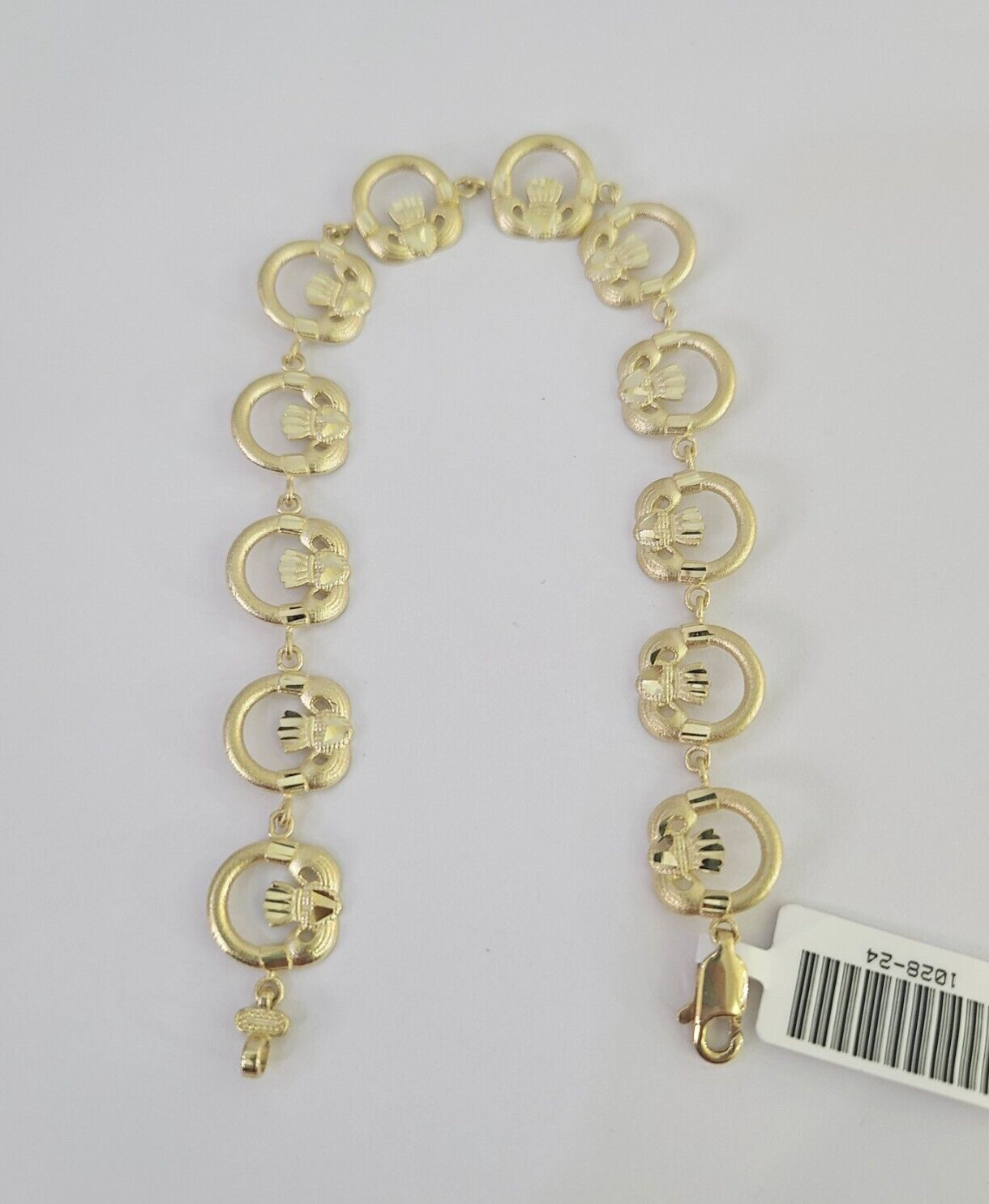 Real 10K Love Claddagh Friendship Bracelet 11mm 7 Inches 10kt Yellow Gold