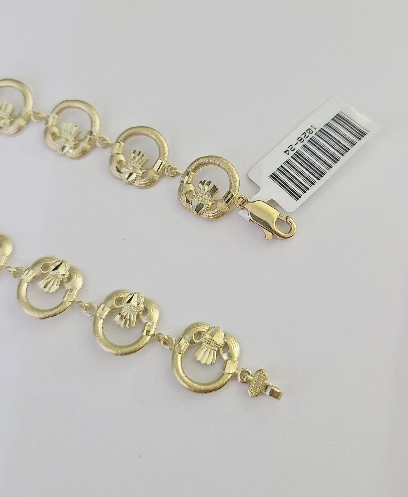 Real 10K Love Claddagh Friendship Bracelet 11mm 7 Inches 10kt Yellow Gold