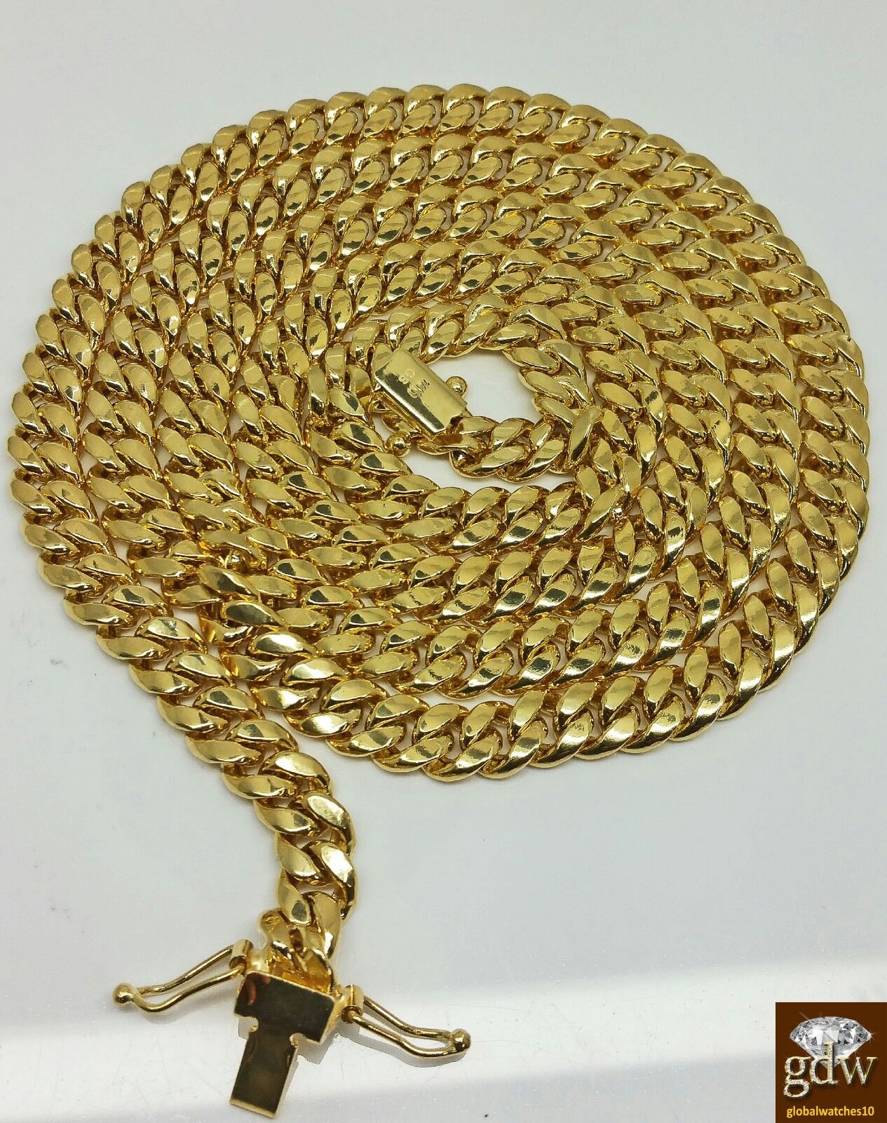 Real 14k Gold Chain 7mm Miami Cuban Link Chain 22" inch Box Lock Gold For Men's