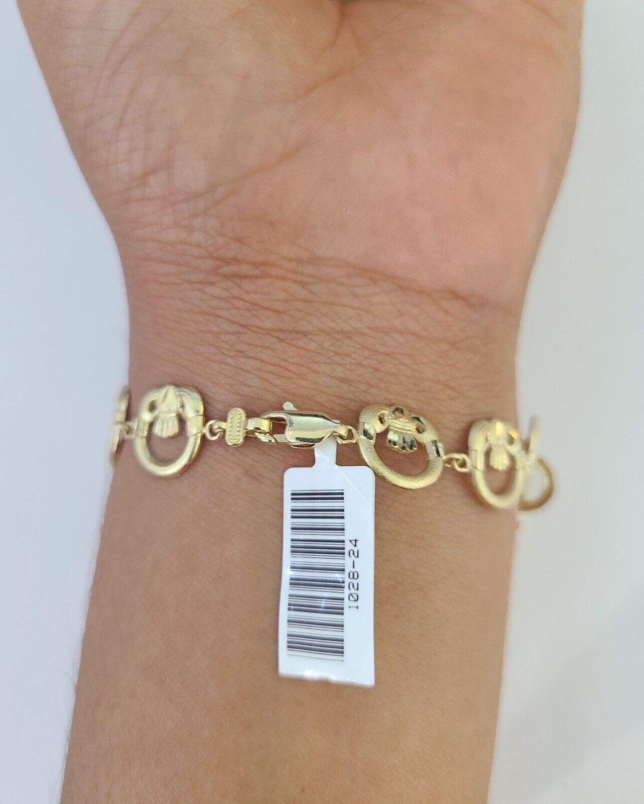 Real 10K Love Claddagh Friendship Bracelet 11mm 7 Inches 10kt Yellow Gold