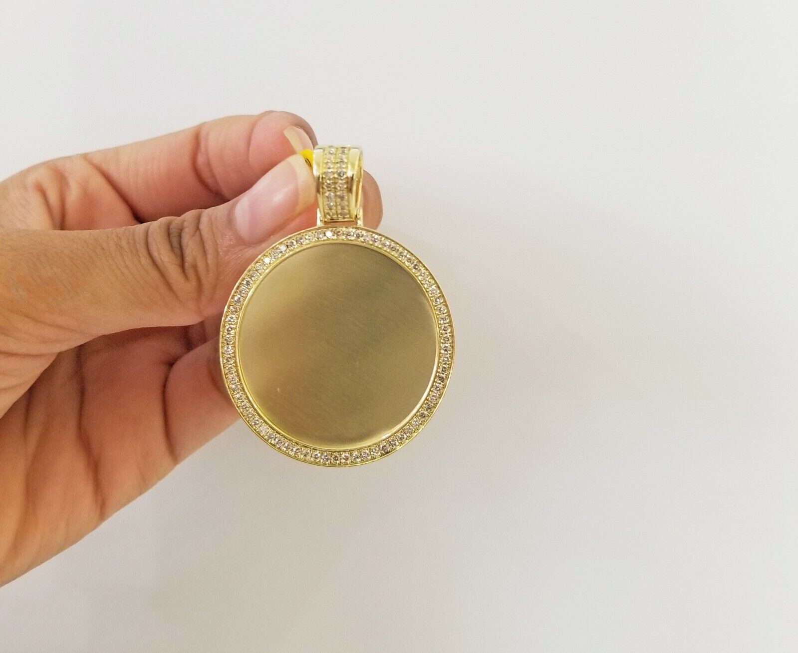 10k Yellow Gold Memory Pendant Charm 1.13CT 2Inch 10kt Real Round Diamond