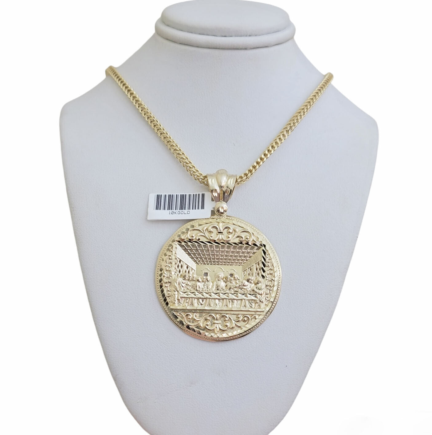 REAL 10k Yellow Gold Pendant Last Supper charm For Mens.
