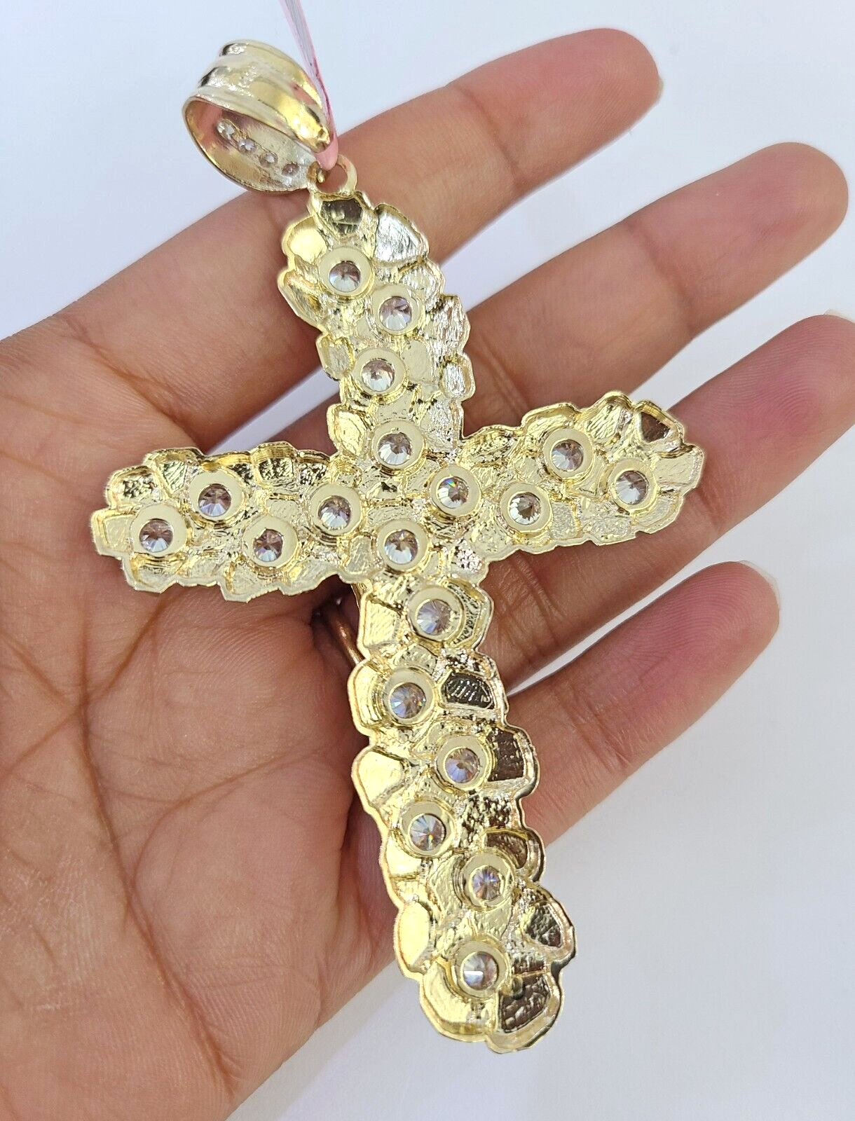 14k Jesus Christ Cross Charm Pendant Nugget Yellow Gold REAL Genuine 14kt