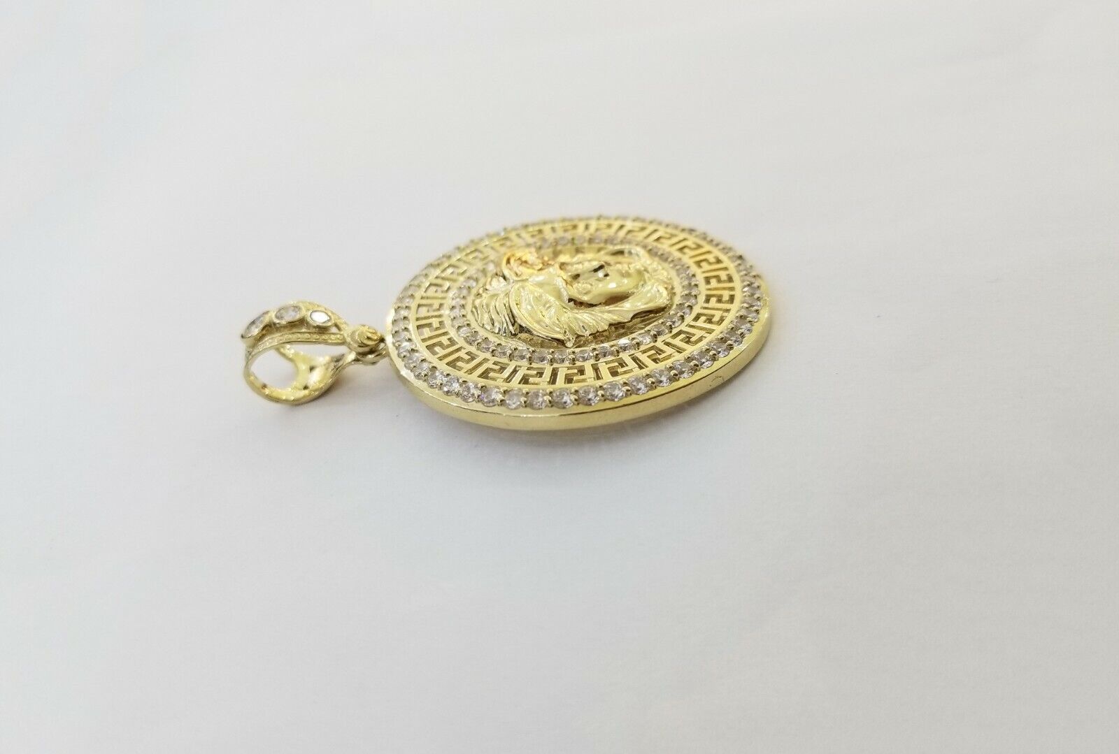10k Yellow Gold Round Circle Charm Pendant 2 Inches 10kt gold