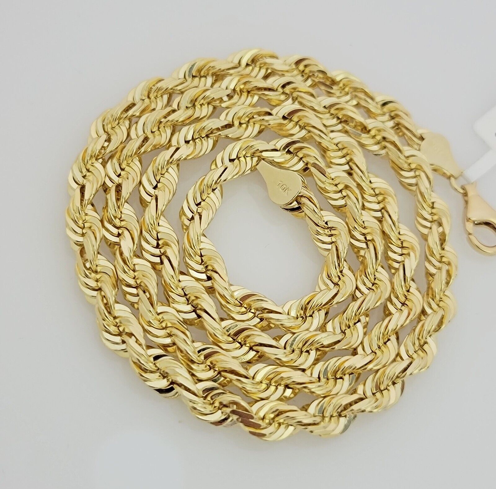 Real 10k Gold Chain Necklace Rope 22 Inch 6mm Diamond Cut Solid 10kt For mens