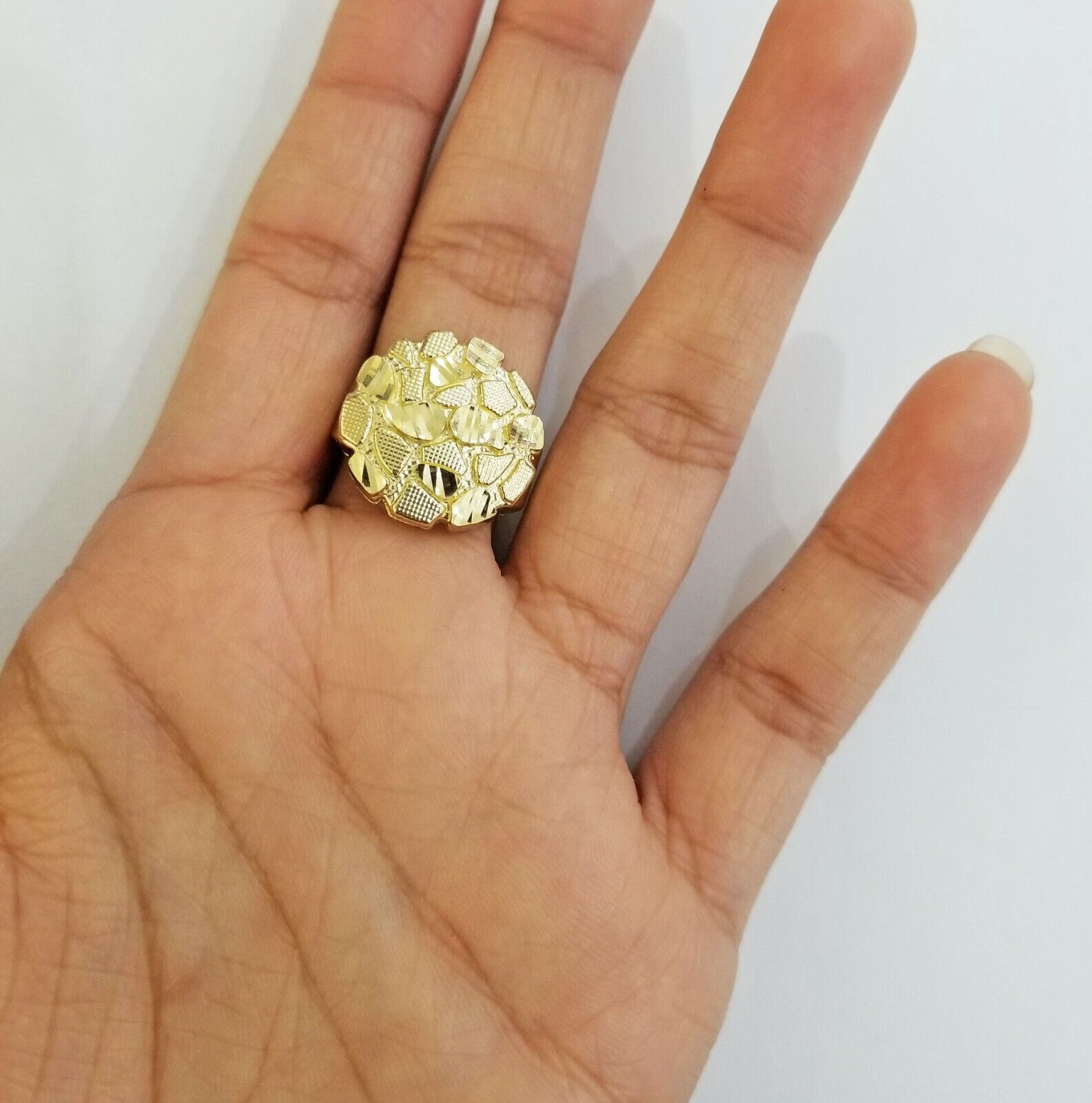 10k yellow Gold Nugget Men Ring All Sizes