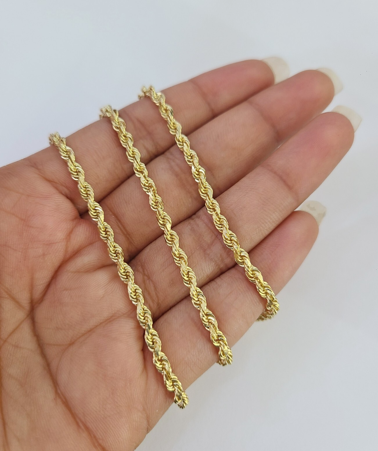 Real 18k Rope Chain Necklace 22 Inches 3mm Yellow Gold Men Women 18KT SOLID