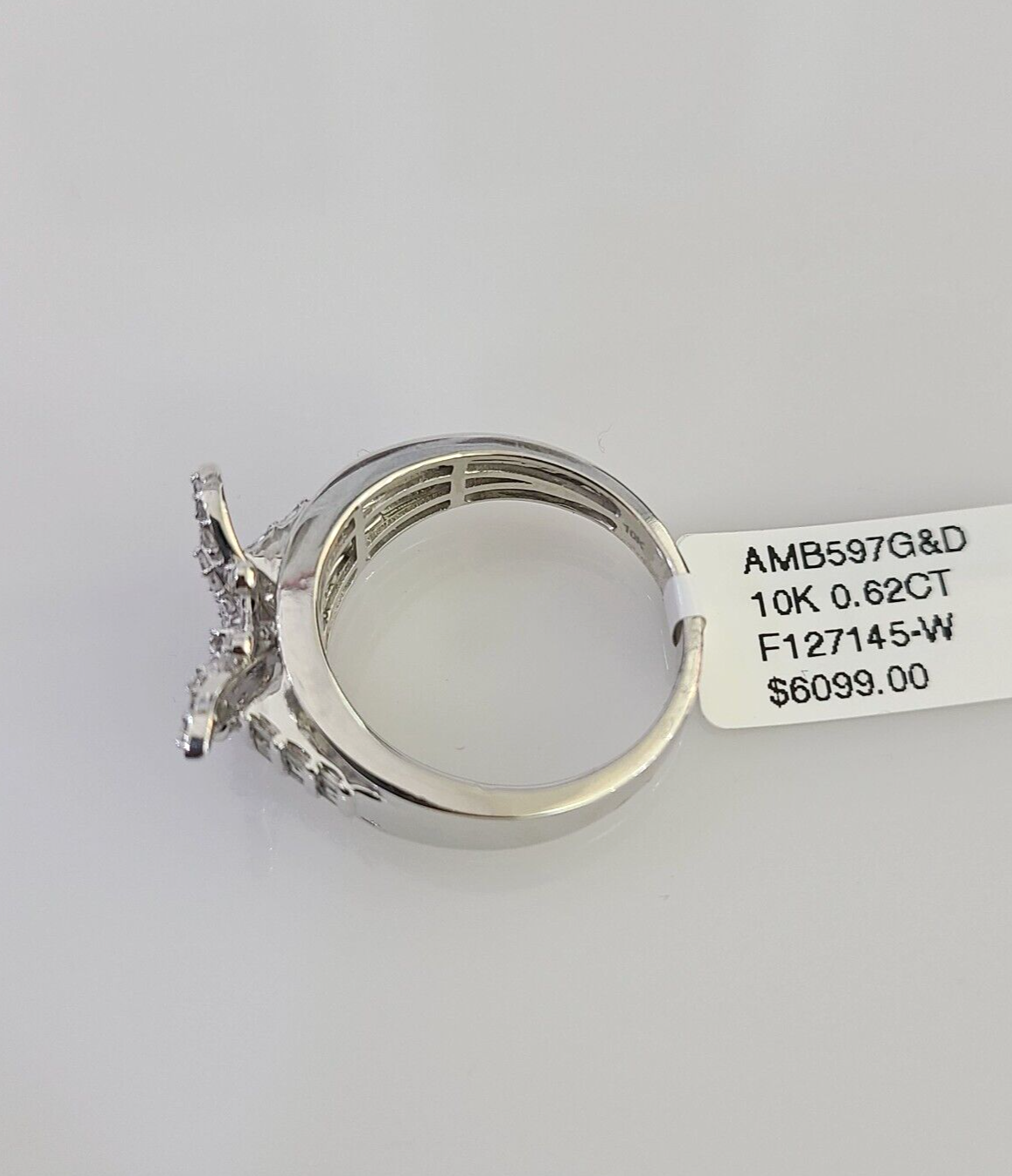 Real 10k Butterfly Diamond Ladies Ring Women Casual 10Kt White Gold All Sizes