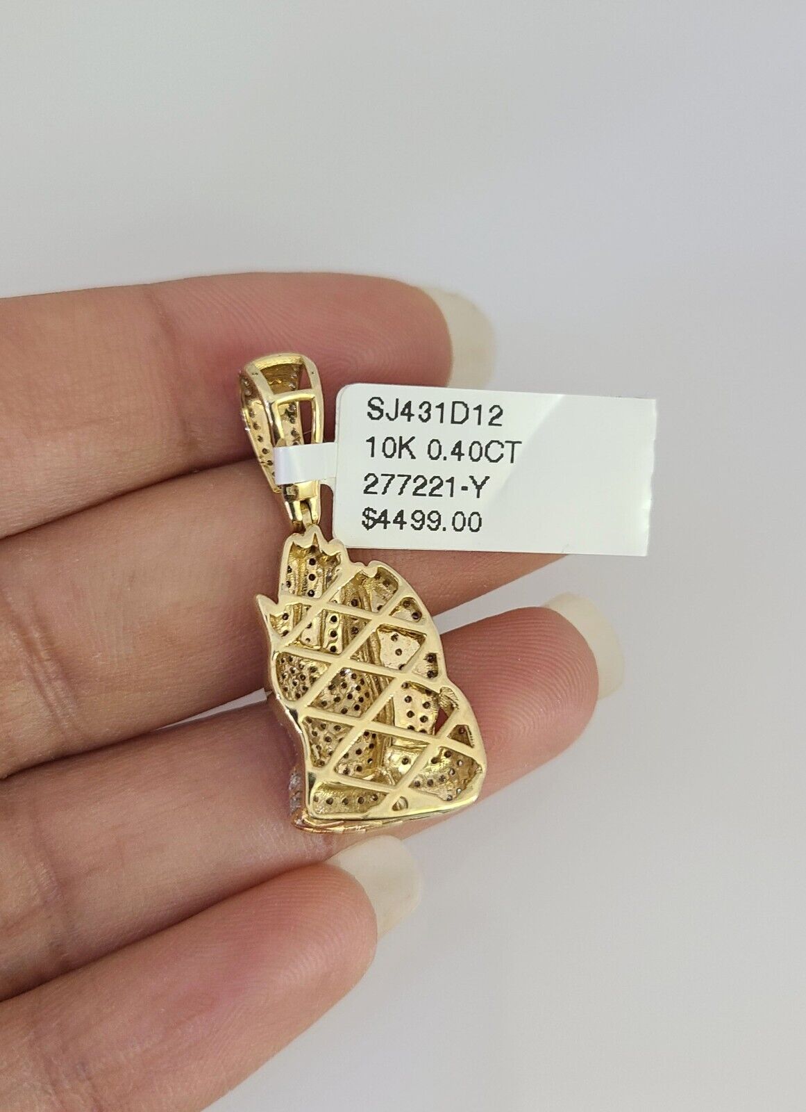 10K Solid Gold Miami Cuban Chain SET Diamond Praying Hands Charm 18"-26" 2.5mm