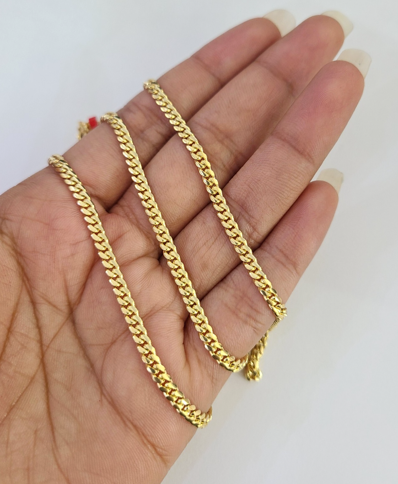 Real 18kt Miami Cuban Chain Necklace 3mm 24 Inch Yellow Gold Men Women SOLID 18k