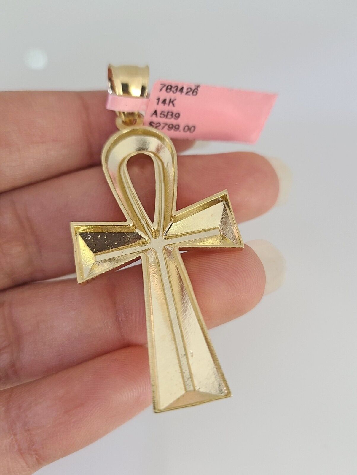 14K Gold Necklace Chain Jesus Ankh Cross Turkish Byzantine 4mm 24" Pendant