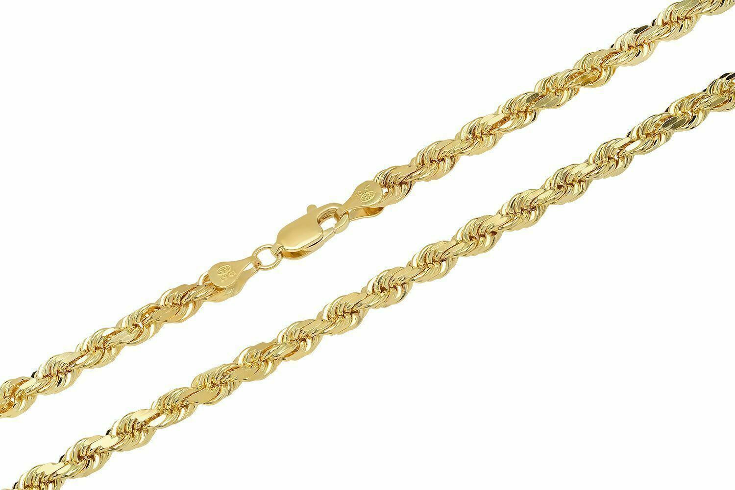 Solid 10k Yellow Gold Rope Chain 1mm-10mm Diamond Cut Pendant Necklace16"-30