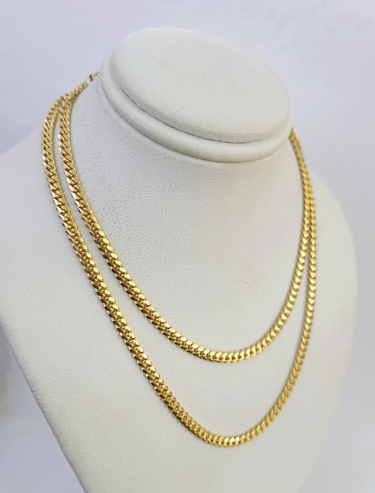 Real 18kt Miami Cuban Chain Necklace 3mm 24 Inch Yellow Gold Men Women SOLID 18k