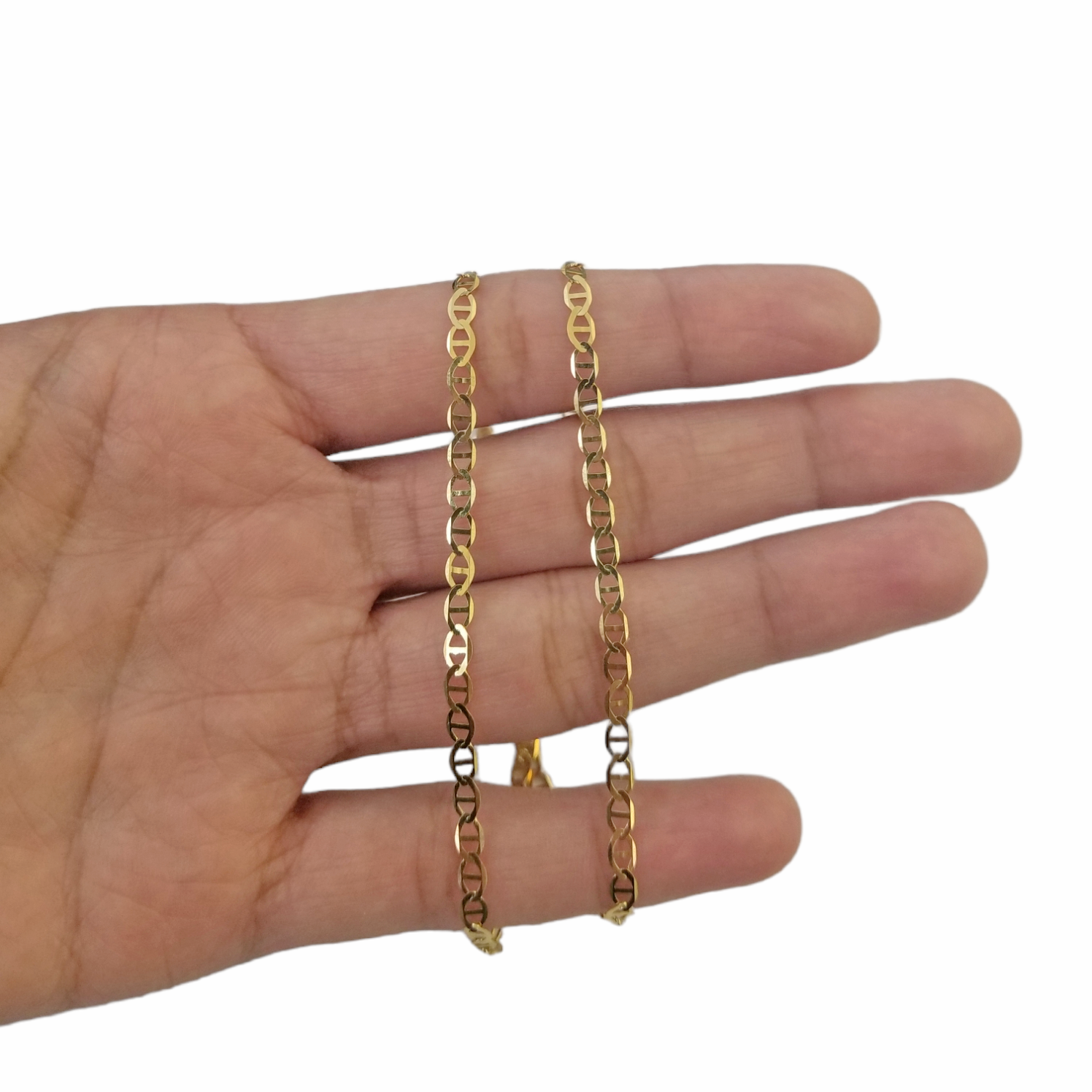 Real 10k Yellow Gold Mariner Anchor Link Necklace Bracelet Set 3mm Chain FOR LADIES