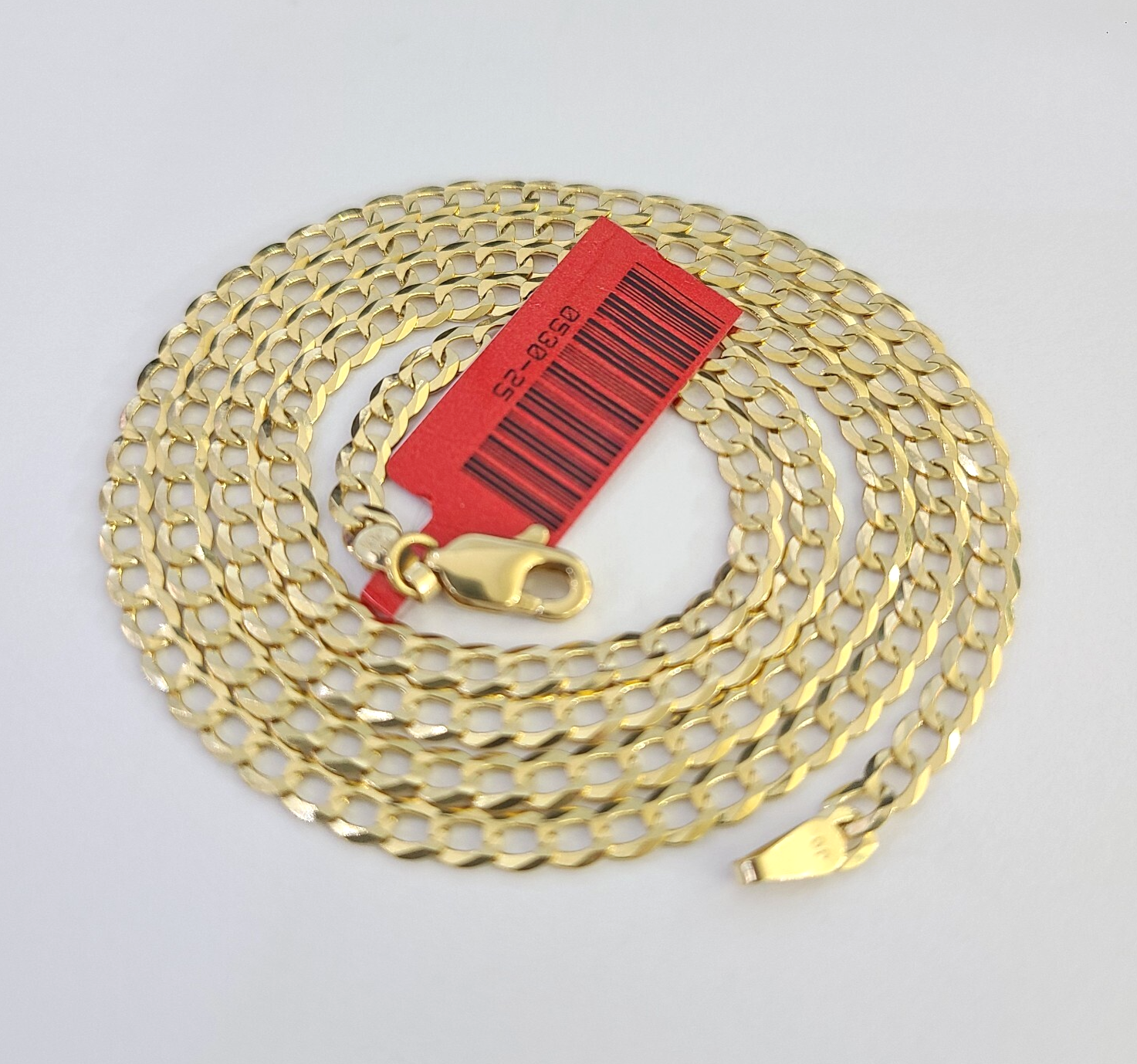 Real 18kt Cuban Curb Chain Necklace 3mm 22 Inch Yellow Gold Men Women SOLID