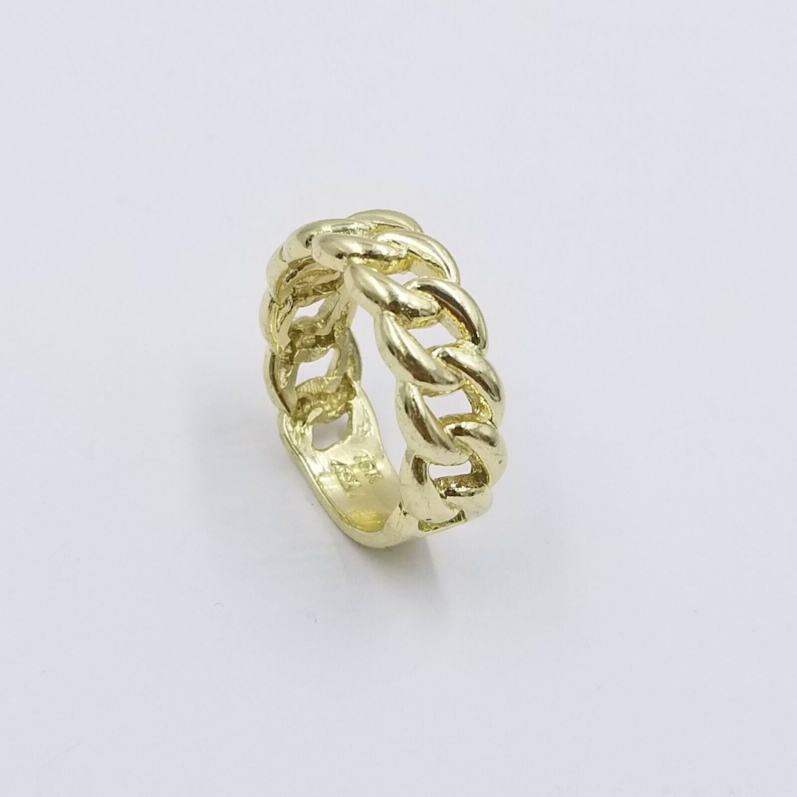 REAL 10K Yellow Gold Miami Cuban Ring Band Style Sizable Rings Men Women Pinky All Sizes
