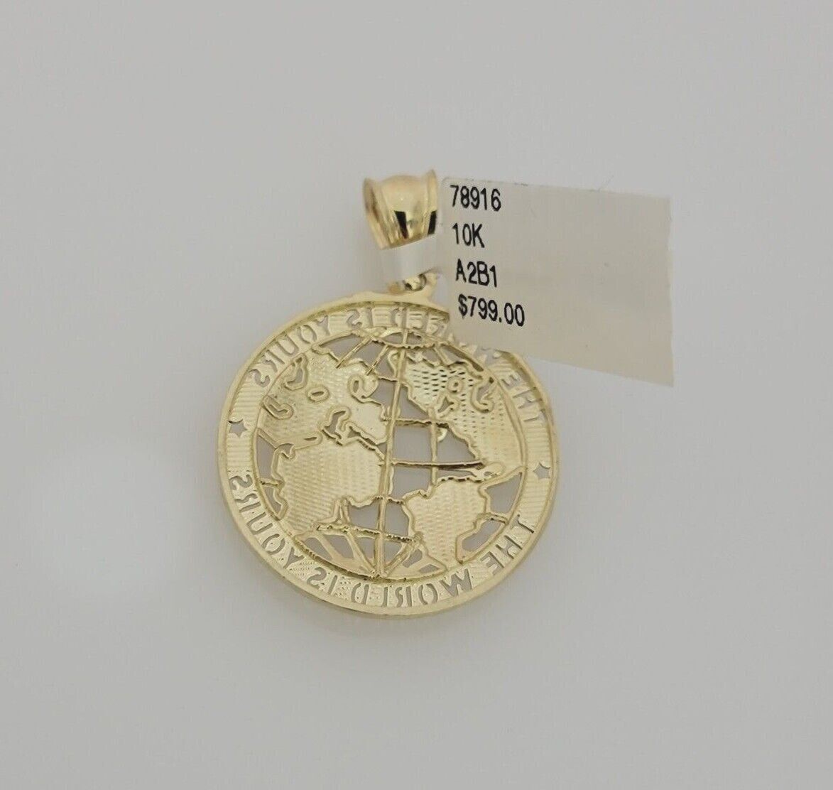 Real 10k Gold Chain Pendant SET World's Your Charm Miami Cuban Link Necklace 24"