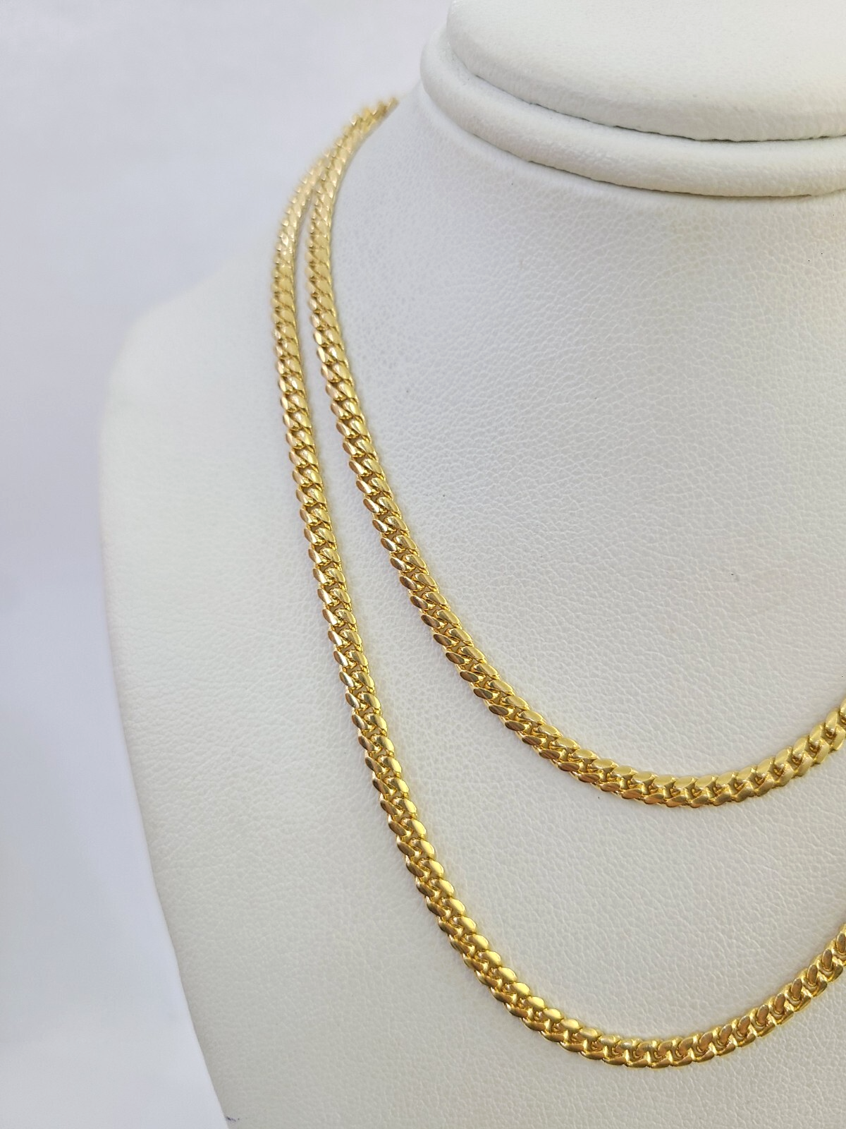 Real 18kt Miami Cuban Chain Necklace 3mm 24 Inch Yellow Gold Men Women SOLID 18k