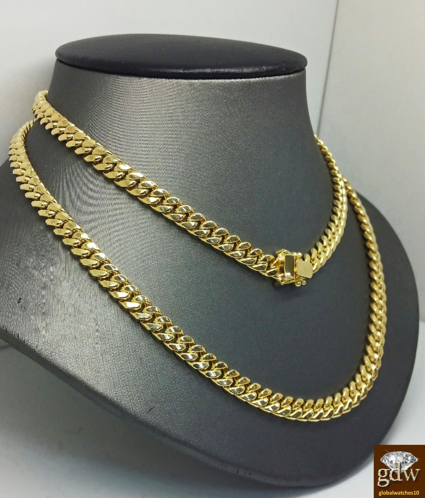 Real 14k Gold Chain 7mm Miami Cuban Link Chain 22" inch Box Lock Gold For Men's