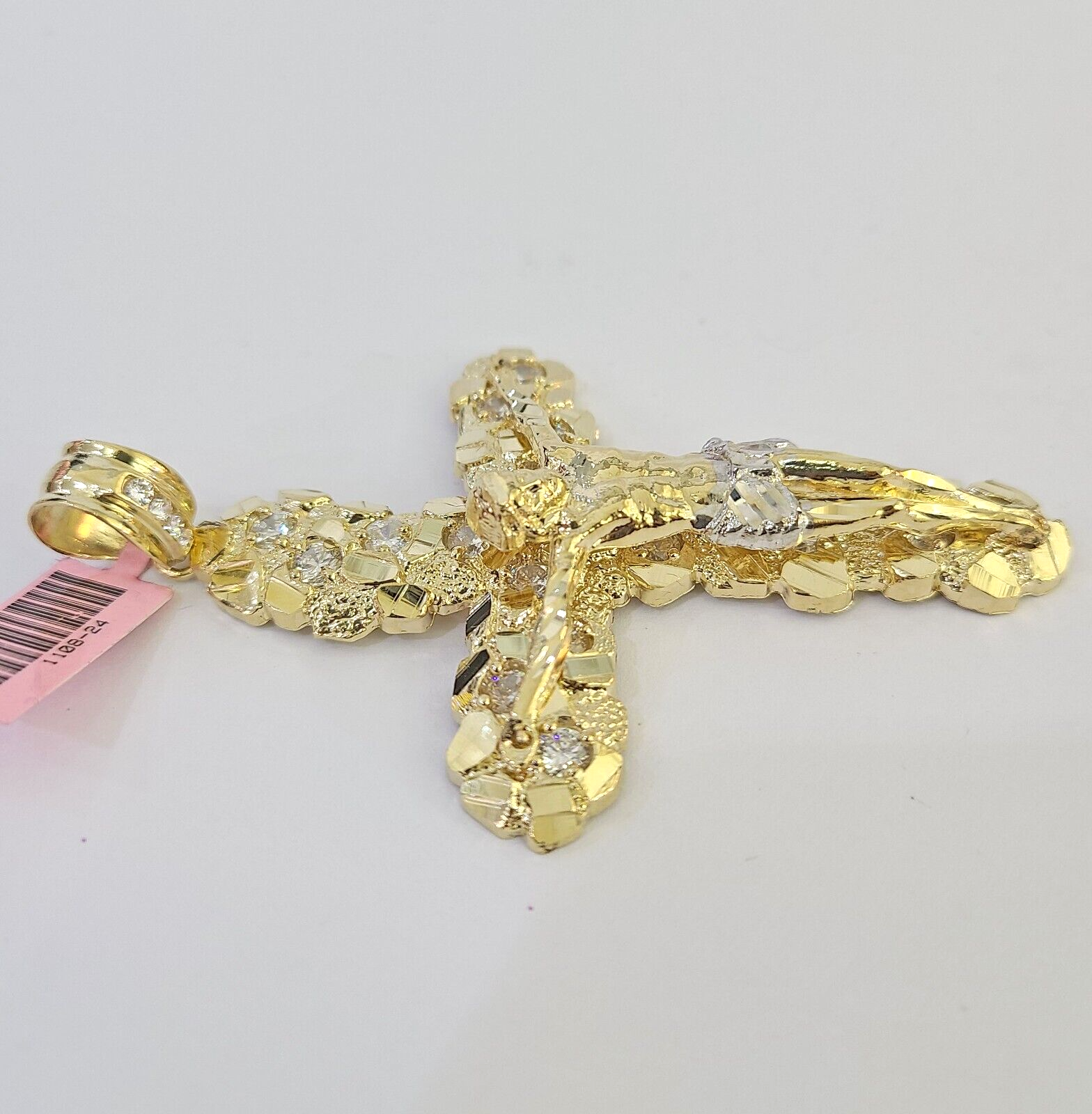 14k Jesus Christ Cross Charm Pendant Nugget Yellow Gold REAL Genuine 14kt