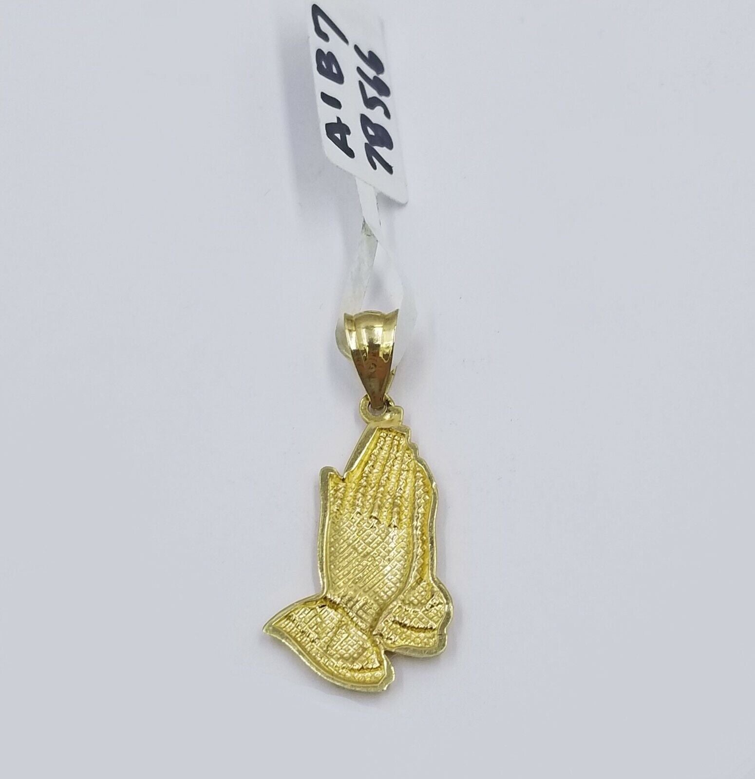 Real 10k Yellow Gold Praying Hand Charm Pendent Rope Chain 2.5mm 18" 20" 22" 24"