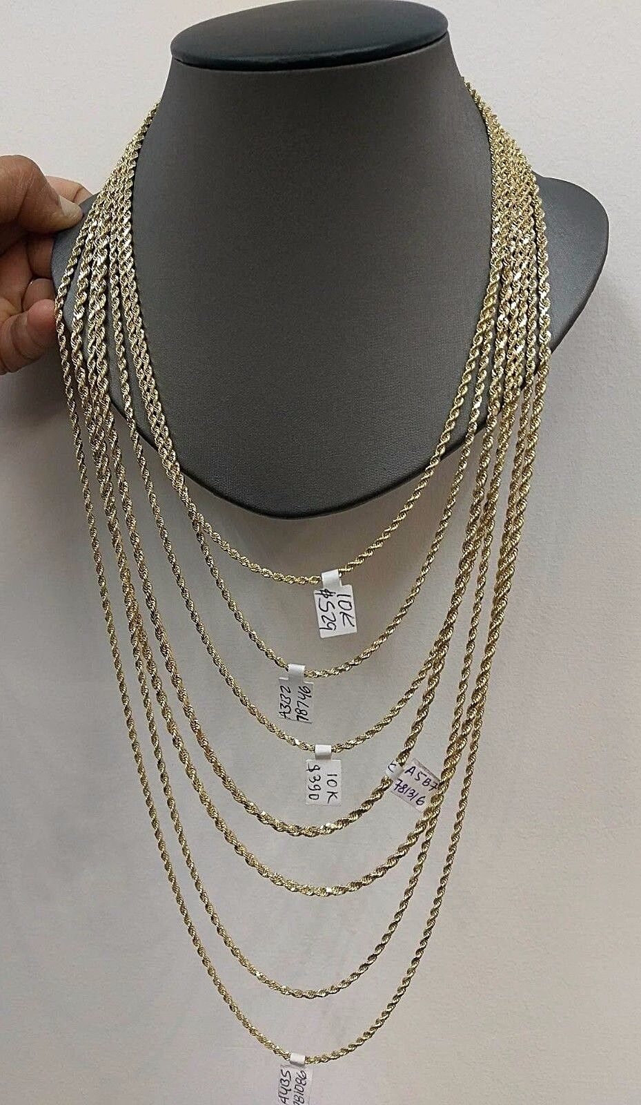 Real 10k Gold Rope Chain Necklace 2.5mm 16" 18" 20" 22" 24" 26" 28" Men Women