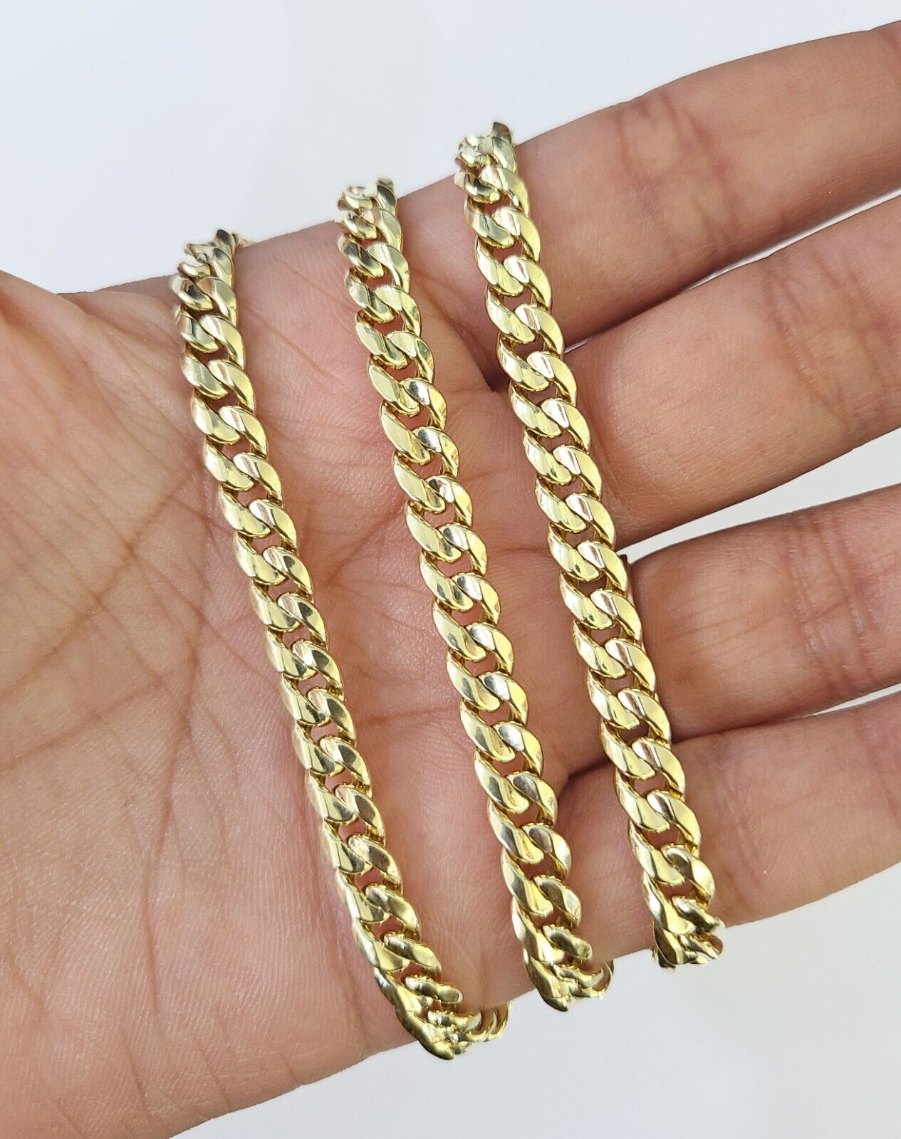 Real 14K Gold Miami Cuban Link Chain Necklace 26 inch 6mm Mens Hollow DISCOUNT