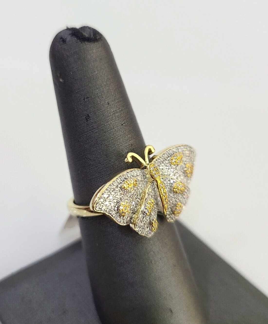 Real 10k Butterfly Diamond Ladies Ring Women Casual 10Kt Yellow Gold All Sizes