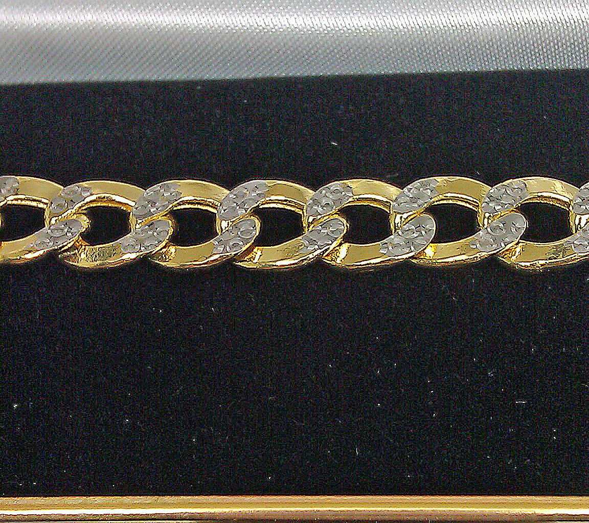 10K Yellow Gold Cuban Curb Link Bracelet Diamond Cuts 8" 8mm