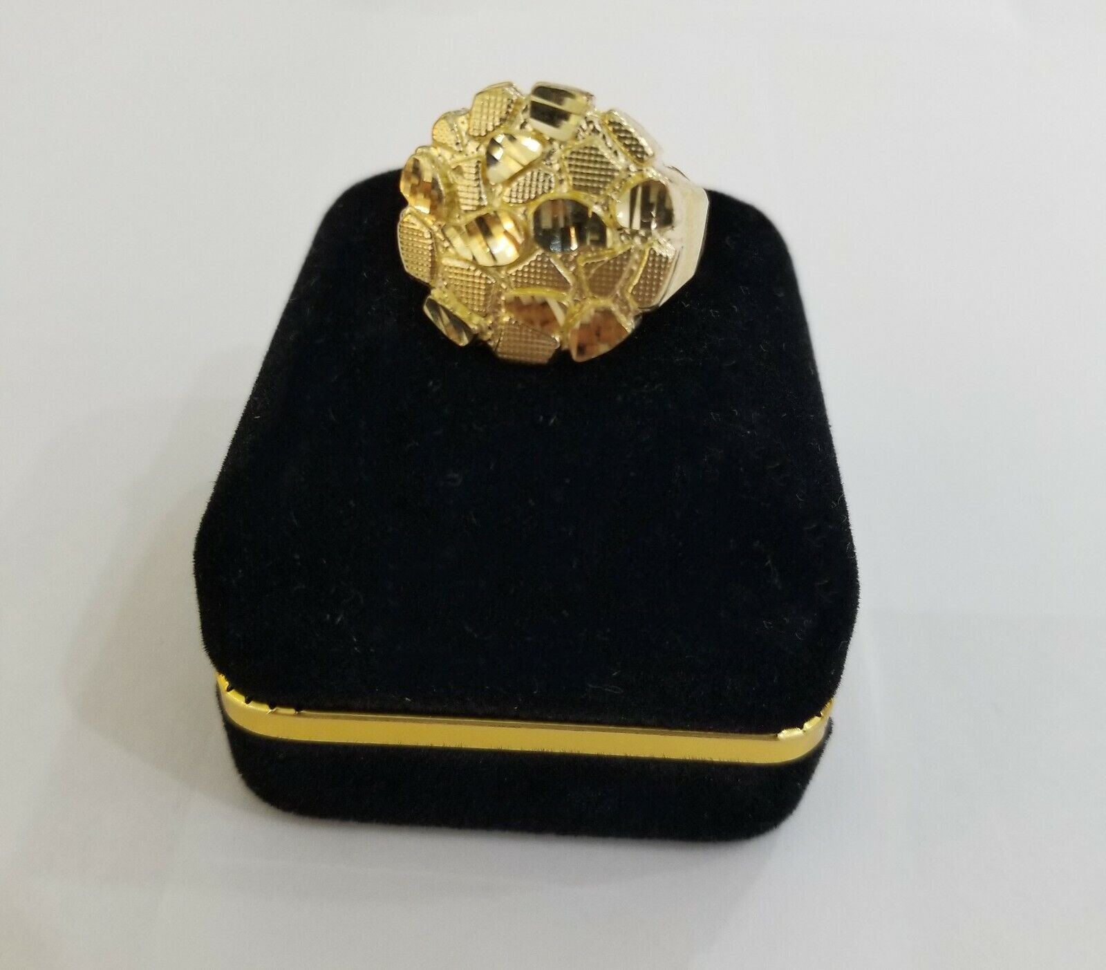 10k yellow Gold Nugget Men Ring All Sizes
