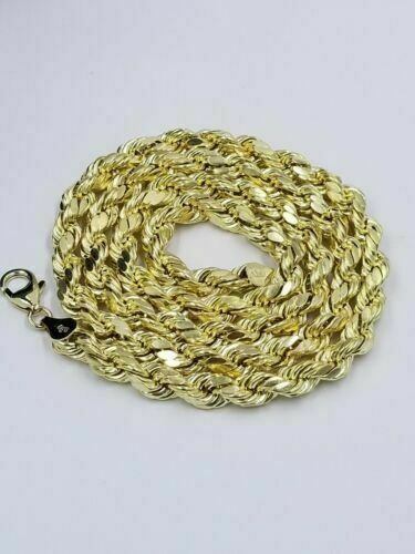Real 10k Yellow Gold Praying Hand Charm Pendent Rope Chain 2.5mm 18" 20" 22" 24"