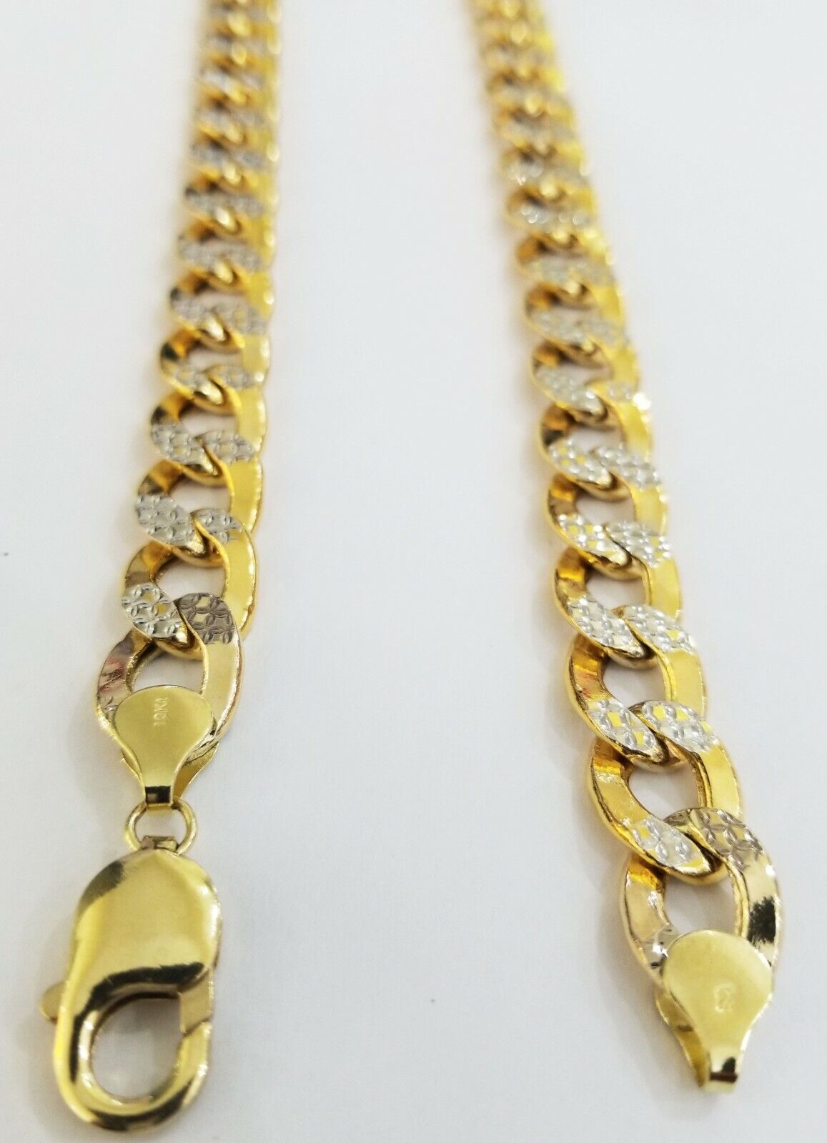 10K gold cuban curve link chain with diamond cut 11mm 26" gold necklace for men